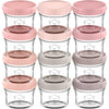 KeaBabies 12pk 4oz Glass Baby Food Containers with Lids, BPA-Free, Roseate