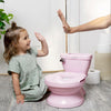 Ingenuity My Size Potty Pro 2-in-1 Potty Training Toilet, Floor Potty with Removable Potty Seat for Standard Toilets, Realistic Flushing Sound, For Toddlers Ages 18+ months, Up to 50 lb - Pink