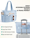 Bagstellar Corduroy Tote Bag for Women, 17 Pockets Laptop Work Tote Purse
