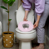 Ingenuity My Size Potty Pro 2-in-1 Potty Training Toilet, Floor Potty with Removable Potty Seat for Standard Toilets, Realistic Flushing Sound, For Toddlers Ages 18+ months, Up to 50 lb - Pink