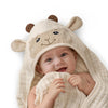 Blissful Diary Muslin Baby Hooded Towel 2 Pack, Soft & Absorbent Bath Towel for Infant, Toddler, Unisex, Baby Gift, Newborn Essentials, Bear & Lamb