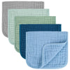 MIGIOL Baby Burp Cloths 100% Cotton Newborn Muslin Burp Cloths 10x20 inches Baby Essentials Blue & Green 5-Pack