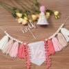 1/2 Birthday Girl Half Way to One Blue 6 Months Decorations Banner,Pink